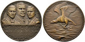 Medailleure. Gies, Ludwig (1887-1966). Große Bronzegussmedaille 1914. Auf die Familie der Grafen von Spee und ihre Erfolge zur See. Brustbilder der Gr...