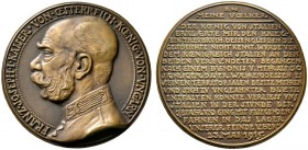 Medailleure. Gies, Ludwig (1887-1966). Bronzegussmedaille 1915. Auf das von Franz Josef erlassene Manifest "An meine Völker" anlässlich der durch den ...