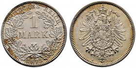 Kleinmünzen. 1 Mark 1873 A. J. 9.
 fast Stempelglanz