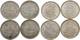 Kleinmünzen. Lot (4 Stücke): 1 Mark 1875 A. J. 9.
 Prachtexemplare, fast Stempelglanz