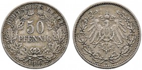 Kleinmünzen. 50 Pfennig 1896 A. J. 15.
 sehr schön
