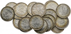 Kleinmünzen. Lot (20 Stücke): 1/2 Mark 1908 D. J. 16.
 Stempelglanz