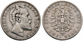 Silbermünzen des Kaiserreiches. ANHALT. Friedrich I. 1871-1904. 2 Mark 1876 A. J. 19.
 schön-sehr schön