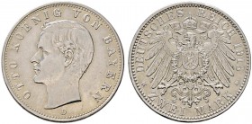 Silbermünzen des Kaiserreiches. BAYERN. Otto 1888-1913. 2 Mark 1913 D. J. 45.
 seltener Jahrgang, minimale Kratzer, sehr schön-vorzüglich