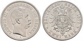 Silbermünzen des Kaiserreiches. HESSEN. Ludwig III. 1848-1877. 2 Mark 1877 H. J. 66.
 überdurchschnittliche Erhaltung, winzige Randunebenheiten, sehr...