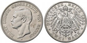 Silbermünzen des Kaiserreiches. HESSEN. Ernst Ludwig 1892-1918. 2 Mark 1899 A. J. 72.
 sehr schön