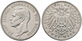 Silbermünzen des Kaiserreiches. HESSEN. Ernst Ludwig 1892-1918. 2 Mark 1900 A. J. 72.
 seltener Jahrgang, leichte Kratzer auf dem Revers, schön-sehr ...
