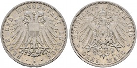Silbermünzen des Kaiserreiches. LÜBECK. 3 Mark 1910 A. J. 82.
 kleine Randfehler, sehr schön-vorzüglich
