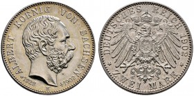 Silbermünzen des Kaiserreiches. SACHSEN. Albert 1873-1902. 2 Mark 1902 E. Auf seinen Tod. J. 127.
 Prachtexemplar, fast Stempelglanz aus polierten St...