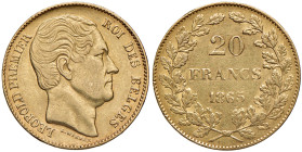 BELGIO Leopoldo I (1831-1865) 20 Franchi 1865 - Varesi 224 AU
BB+