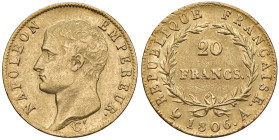 FRANCIA Napoleone I Imperatore (1804-1814) 20 Franchi 1806 A - Varesi 267 AU
qSPL