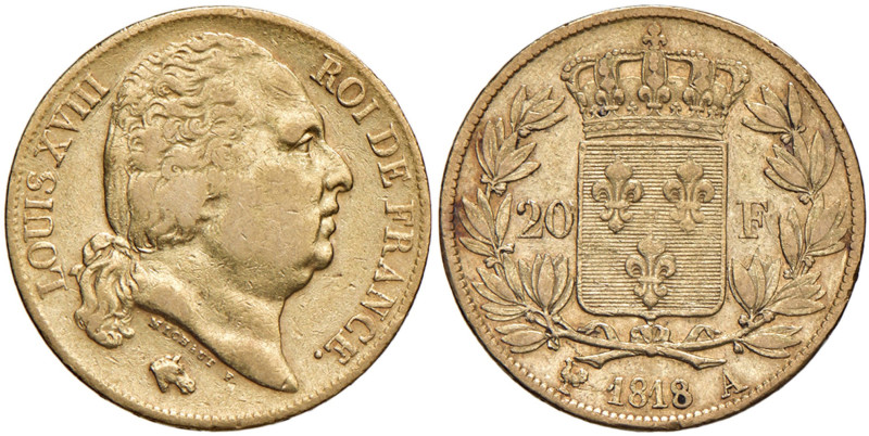 FRANCIA Luigi XVIII (1814-1824) 20 Franchi 1818 A - Varesi 349 AU
BB