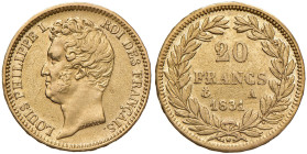 FRANCIA Luigi Filippo (1830-1848) 20 Franchi 1831 A - Varesi 396 AU
BB-SPL