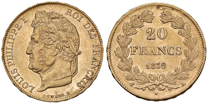 FRANCIA Luigi Filippo (1830-1848) 20 Franchi 1839 A - Varesi 424 AU
SPL
