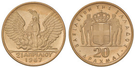 GRECIA Costantino II (1964-1973) 20 Dracme (1970) - Varesi 545 AU R Questa moneta, nota anche come "Marengo dei Colonnelli", è stata coniata in occasi...