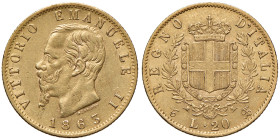 ITALIA Vittorio Emanuele II (1861-1878) 20 Lire 1863 T - Nomisma 850 AU
BB+