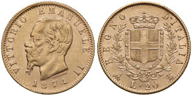 ITALIA Vittorio Emanuele II (1861-1878) 20 Lire 1874 M - Nomisma 863 AU NC
BB/SPL+