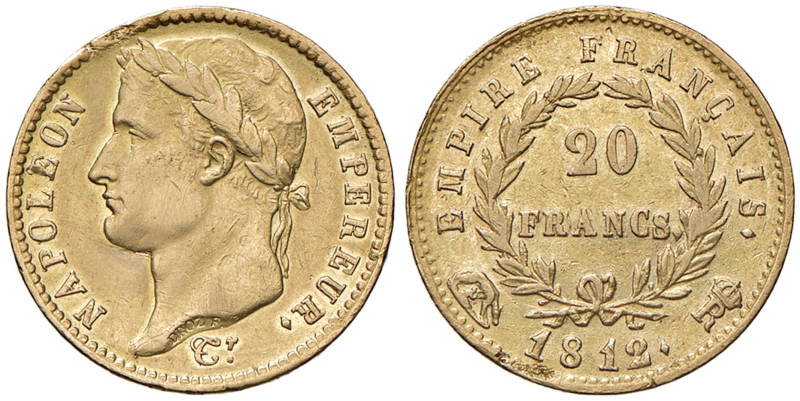ITALIA Napoleone I (1805-1814) 20 Franchi 1812 Roma - Varesi 150a AU RR
BB