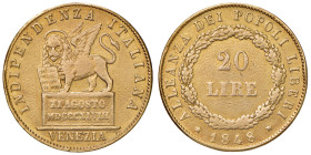 ITALIA VENEZIA Governo Provvisorio di Venezia (1848-1849) 20 Lire 1848 - Gig. 1 AU RR Da montatura. Ex mount.
qBB