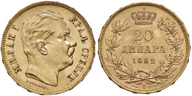 SERBIA Obrenovich IV (1868-1889) 20 Dinari 1882 - Varesi 560 AU NC
qFDC/SPL+