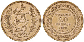 TUNISIA Ali Bey (1882-1902) 20 Franchi 1892 - Varesi 687 AU
SPL