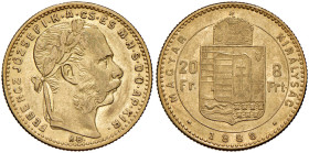UNGHERIA Francesco Giuseppe I (1848-1916) 8 Fiorini o 20 Franchi 1888 - Varesi 746 AU
qSPL