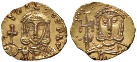 § BISANZIO Leone III e Costantino V (720-741) Tremisse - Sear 1508 AU (g 1,20) Per questo lotto non si effettuano pratiche di esportazione (come per t...