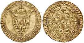 FRANCIA Enrico VI (1422-1461) Ecu d'or - Fr. 306 AU (g 3,89) Da montatura. Ex mount.
SPL