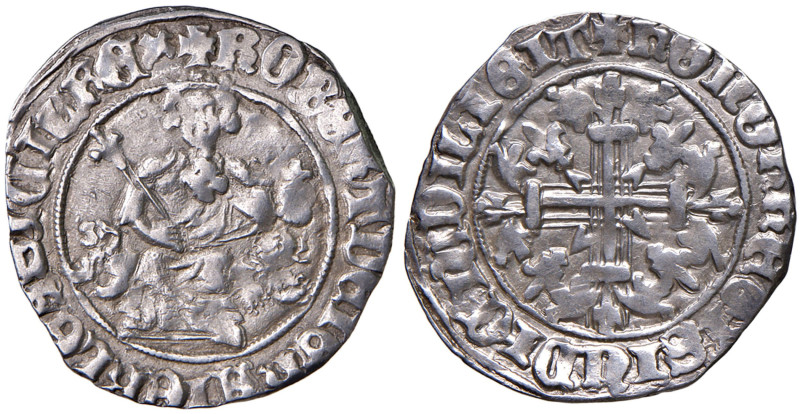 NAPOLI Roberto d'Angiò (1309-1343) Gigliato - MIR 28 AG (g 3,92) Debolezze. Weak...