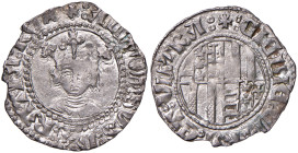 NAPOLI Alfonso I d'Aragona (1442-1458) Reale o Grossone - MIR 57 AG (g 2,82) R Schiacciatura di conio al D/. Flan flaw on obverse.
SPL