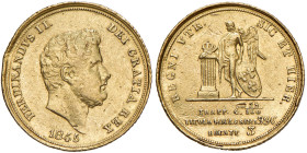 NAPOLI Ferdinando II di Borbone (1830-1859) 3 Ducati 1845 - Nomisma 915 AU (g 3,77) RR Colpetti al bordo. Minor rim nicks.
qSPL