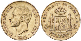 FILIPPINE Alfonso XII (1874-1885) 4 Pesos 1882 - Fr. 4 AU (g 6,79) RR
BB-SPL