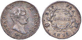 FRANCIA Napoleone Console (1799-1804) Quarto di Franco AN. 12 MA - Gad. 342 AG (g 1,23)
SPL+