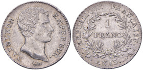 FRANCIA Napoleone I (1804-1814) Franco AN. 13 A - KM 648.2 AG (g 5,00) Minimi segnetti. Minor marks.
SPL