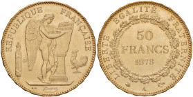 FRANCIA Terza repubblica (1870-1940) 50 Franchi 1878 A (Parigi) - Gad. 111 AU (g 16,16) R Esemplare di conservazione eccezionale. Incredibly preserved...