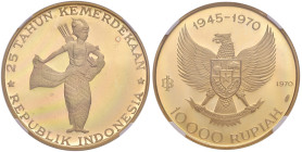 INDONESIA 10.000 Rupie 1970 - Fr. 3 AU In Slab NGC PF67 ULTRA CAMEO n. 5787453-009.
PROOF
