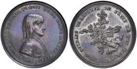 Medaglia 1796 Celebrazione delle vittorie del Generale Bonaparte nella prima campagna d’Italia. - D/ Busto del gen.le Bonaparte, con lunghi capelli ri...