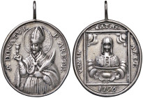Medaglia 1796 Voto della città di Arezzo alla Beata Vergine del Conforto e a San Donato - D/ Giro: “VEN. IN (a sx), CATHE. (al centro), ARET. (a dx). ...