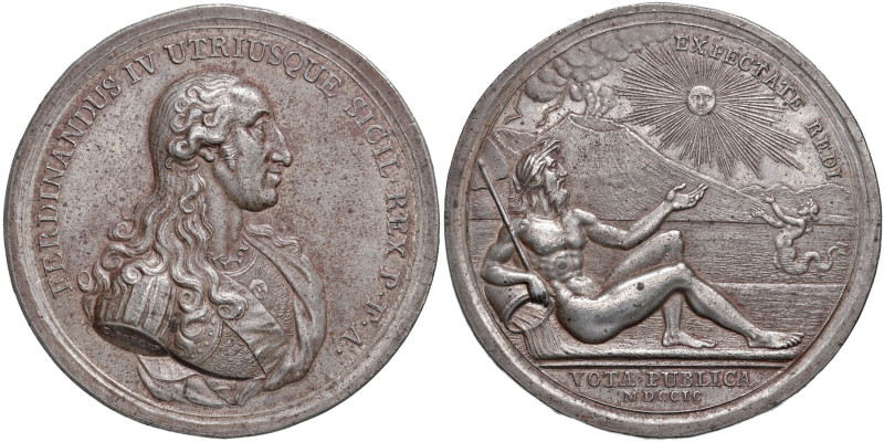 Medaglia 1799 Ristabilimento sul trono del Regno di Napoli di Ferdinando IV dopo...