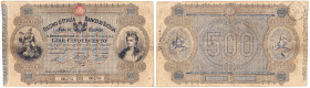 Banco di Sicilia Fede di credito da 500 Lire Emissione del 27 aprile 1870 n° 005764 RRRRR Numerosi fori di spillo ma bel biglietto nel complesso "sul ...