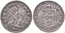 LIVORNO Ferdinando II de' Medici (1621-1670) Luigino 1660 - MIR 60/3 AG (g 2,22) R
BB/qSPL