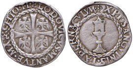 MANTOVA Ludovico III Gonzaga (1445-1478) Mezzo testone - MIR 393 AG (g 3,75) RR Ex asta Inasta 80 del 2019, lotto 901, realizzo 500,00 euro più diritt...