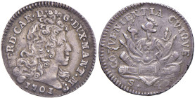MANTOVA Ferdinando Carlo Gonzaga (1669-1670) 40 Soldi 1701 - MIR 730/1 AG (g 3,00) R Esemplare di insolita conservazione. Unusually well conserved exa...