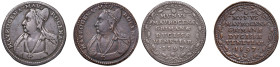 VENEZIA Morosina Morosini, moglie del doge Marino Grimani (1595-1605) Medaglia o Osella 1597, lotto di due esemplari, in AG e AE - Paolucci 285 (g 14,...