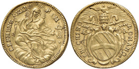 Clemente XII (1730-1740) Zecchino - Munt. 8 AU (g 3,37) RRR Tondello leggermente ondulato, moneta assai rara e interessante per avere il valore indica...