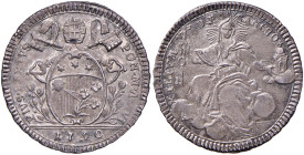 Pio VI (1775-1799) Doppio giulio o Quinto di scudo 1790 an. XVI - Nomisma 73 AG (g 5,27) NC
FDC