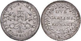 Pio VI (1775-1799) 2 Carlini 1796 an. XXII - Nomisma 111 Mi (g 4,21) R Conservazione eccezionale per questa tipologia. Exceptional condition for this ...