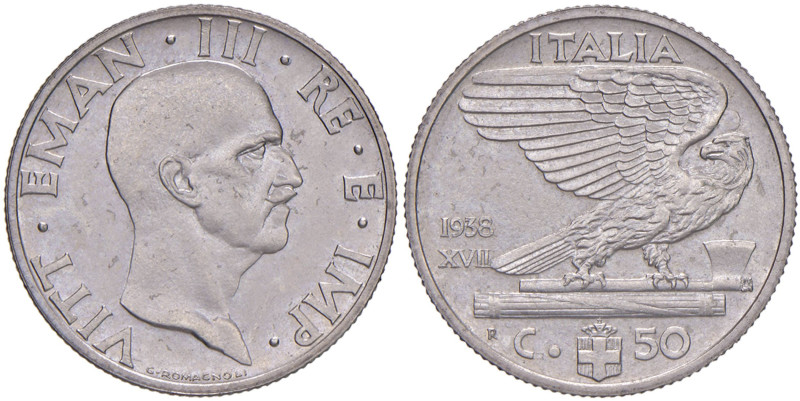 Vittorio Emanuele III (1900-1946) 50 Centesimi 1938 XVII - Nomisma 1255 NI RRRR ...