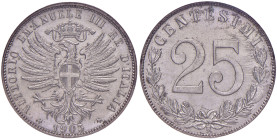 Vittorio Emanuele III (1900-1946) 25 Centesimi 1903 - Nomisma 1267 NI R In slab NGC MS64 n. 1752257-004.
FDC