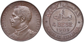 Vittorio Emanuele III Somalia (1900-1946) 4 Bese 1909 - Nomisma 1429 CU NC
FDC